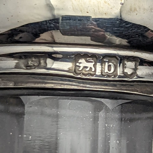 1927年 英国ヴィンテージ 長形ガラスボトル 純銀蓋 110g